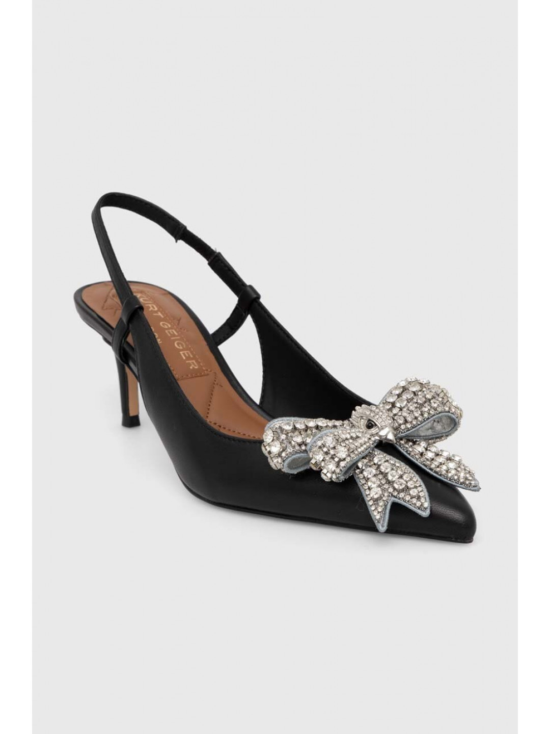 Kožené lodičky Kurt Geiger London Belgravia Bow Sling černá barva 621700109